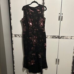 Floral Sleeveless Black Dress